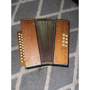 Vintage- Hohner Marca Pressed Wood  Diatonic 29 Key Accordion Made in Germany